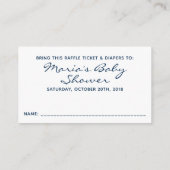 Navy en White Stripes Baby shower Luier Raffle Informatiekaartje (Achterkant)