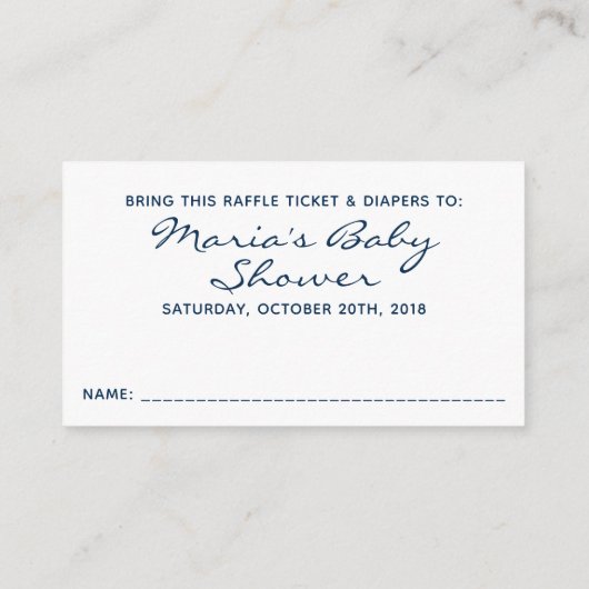 Navy en White Stripes Baby shower Luier Raffle Informatiekaartje (Achterkant)