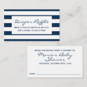 Navy en White Stripes Baby shower Luier Raffle Informatiekaartje (Voorkant / Achterkant)