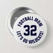 Navy en wit Football Moeder Jersey Nummer Ronde Button 7,6 Cm (Voorkant /achterkant)
