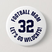 Navy en wit Football Moeder Jersey Nummer Ronde Button 7,6 Cm (Voorkant)