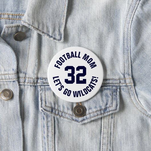 Navy en wit Football Moeder Jersey Nummer Ronde Button 7,6 Cm (In situ)