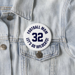 Navy en wit Football Moeder Jersey Nummer Ronde Button 7,6 Cm