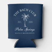 Navy en wit gepersonaliseerde vrijgezellenfeest blikjeskoeler (Voorkant)