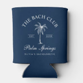 Navy en wit gepersonaliseerde vrijgezellenfeest blikjeskoeler (Achterkant)