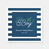 Navy en wit gestreepte Baby showers servetten (Voorkant)