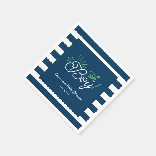 Navy en wit gestreepte Baby showers servetten (Hoek)