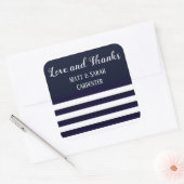 Navy en wit gestreepte bruiloft Bedankt Stickers (Envelop)