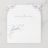 Navy en wit  kalligrafie bruiloft plaatskaartje (Buitenkant ongevouwen)