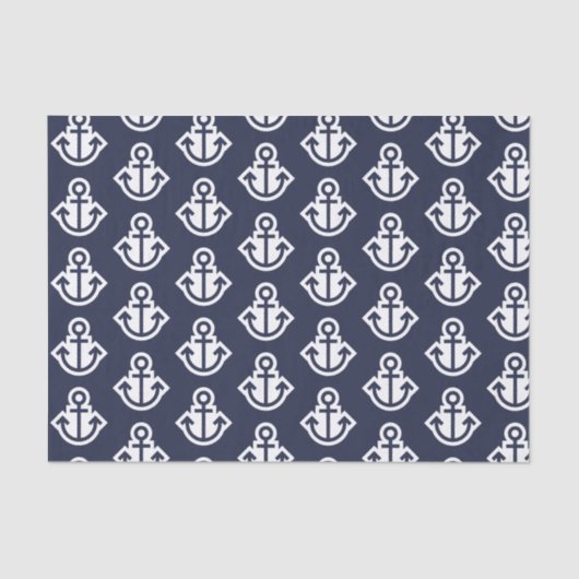 Navy en witte ankers tissuepapier (Voorkant)