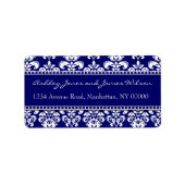 Navy en witte Damask Adresetiketten Etiket (Voorkant)