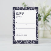 Navy en Witte Elegante RSVP Kaart (Staand voorkant)