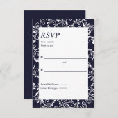Navy en Witte Elegante RSVP Kaart (Voorkant / Achterkant)
