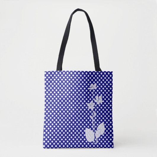 Navy en witte stippen tas (Voorkant)