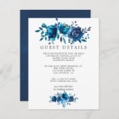 Navy en Witte Waterverf bruiloft gastgegevens Informatiekaartje (Voorkant / Achterkant)