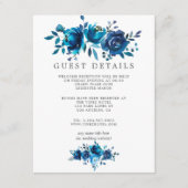Navy en Witte Waterverf bruiloft gastgegevens Informatiekaartje (Voorkant)