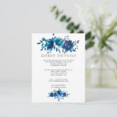 Navy en Witte Waterverf bruiloft gastgegevens Informatiekaartje (Staand voorkant)