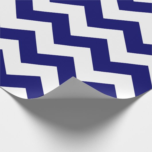 Navy en Witte Zigzag geschenkverpakking Cadeaupapier (Hoek)