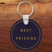 Navy en Yellow Best Friends monogrammen Sleutelhanger (Achterkant)