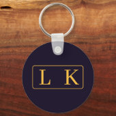Navy en Yellow Best Friends monogrammen Sleutelhanger (Voorkant)