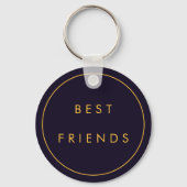 Navy en Yellow Best Friends monogrammen Sleutelhanger (Achterkant)