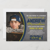 Navy en Yellow Chalkboard Afstuderen Aankondiging (Voorkant)