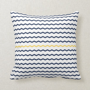 Navy en Yellow Chevron Kussen