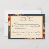 Navy en Yellow Herfst Wildflower RSVP Response Kaa (Voorkant)