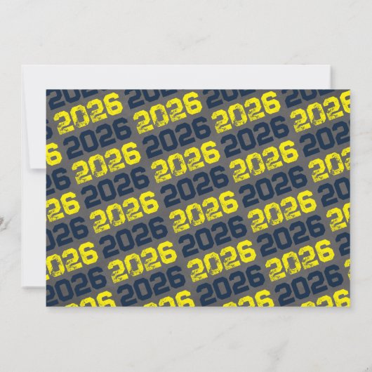 Navy en Yellow Modern Chalkboard Afstuderen Kaart (Achterkant)