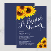 Navy en Yellow Sunflowers Vrijgezellenfeest Kaart (Voorkant / Achterkant)