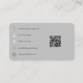 Navy en zilveren agaat edelsteen QR-code Visitekaartje (Achterkant)