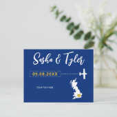 Navy England Scotland Wedding Save the Date Vereni Briefkaart (Staand voorkant)