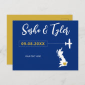 Navy England Scotland Wedding Save the Date Vereni Briefkaart (Voorkant / Achterkant)