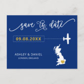 Navy England Scotland Wedding Save the Date Vereni Briefkaart (Voorkant)
