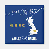 Navy England Wedding Save the Date Scotland Map Magneet (Voorkant)