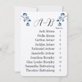 Navy Eucalyptus Alphabet 10 Guest Table Chart Card Kaart (Achterkant)