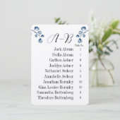 Navy Eucalyptus Alphabet 10 Guest Table Chart Card Kaart (Staand voorkant)