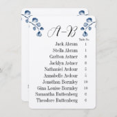 Navy Eucalyptus Alphabet 10 Guest Table Chart Card Kaart (Voorkant / Achterkant)