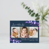 Navy Eucalyptus Foto Baby Hartelijk dank Briefkaart (Staand voorkant)