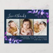 Navy Eucalyptus Foto Baby Hartelijk dank Briefkaart (Voorkant)