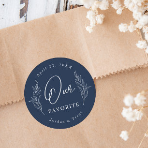 Navy Eucalyptus Onze Favoriete Trouwgunst Sticker