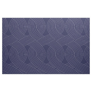 Navy Fabric met White Interlocking Line Stof
