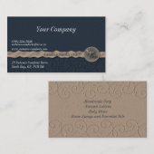 Navy Fabric & Ribbon-Visitekaartje Visitekaartje (Voorkant / Achterkant)