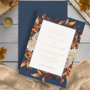 Navy Fall Wedding Folie Uitnodiging