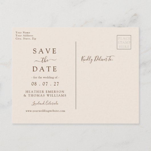 Navy Fall Wedding Photo Save the Date Aankondigingskaart (Achterkant)