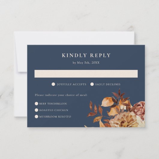 Navy Fall Wedding RSVP Kaartje (Voorkant)