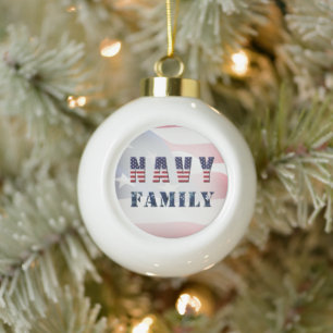 Navy Familie Kerstmis Keramische Bal Ornament