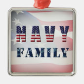 Navy Familie Kerstmis Metalen Ornament (Voorkant)