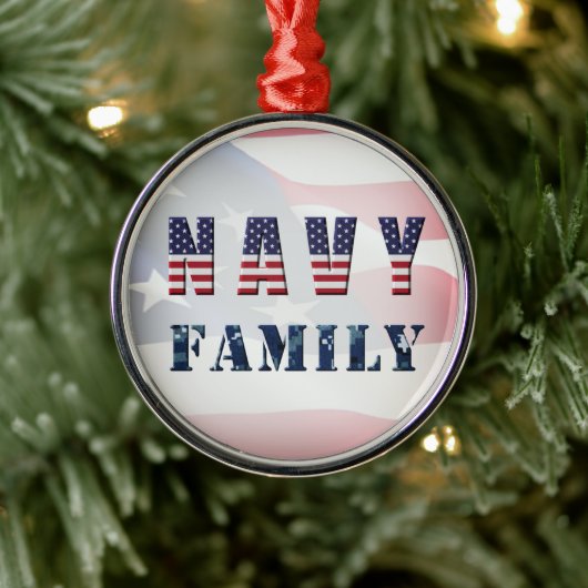 Navy Familie Kerstmis Metalen Ornament (Boom)