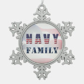 Navy Familie Kerstmis Tin Sneeuwvlok Ornament (Voorkant)
